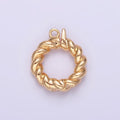 14K Gold plated 15mm Round Croissant Enhancer Clasps Closure Findings | Z796 - DLUXCA