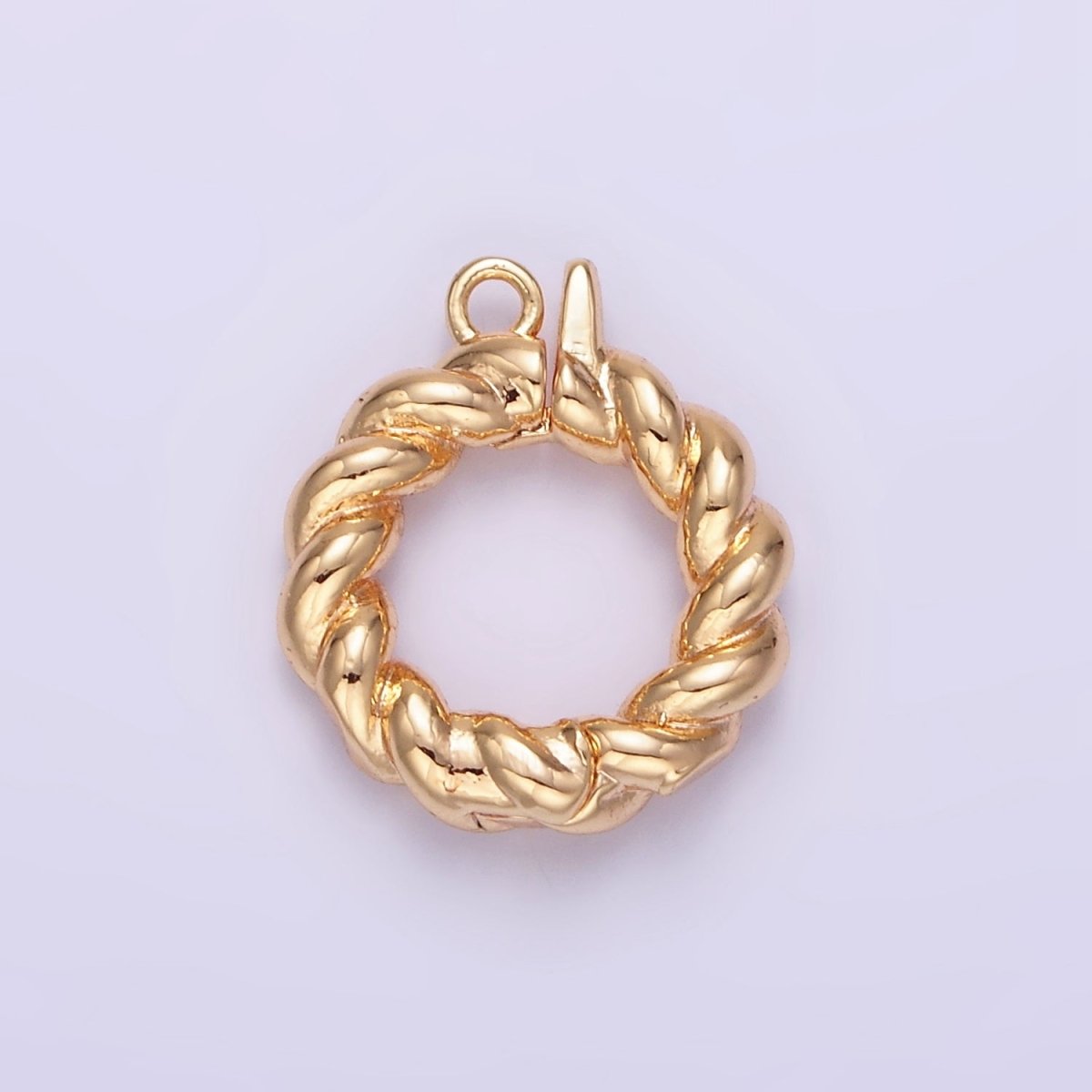 14K Gold plated 15mm Round Croissant Enhancer Clasps Closure Findings | Z796 - DLUXCA