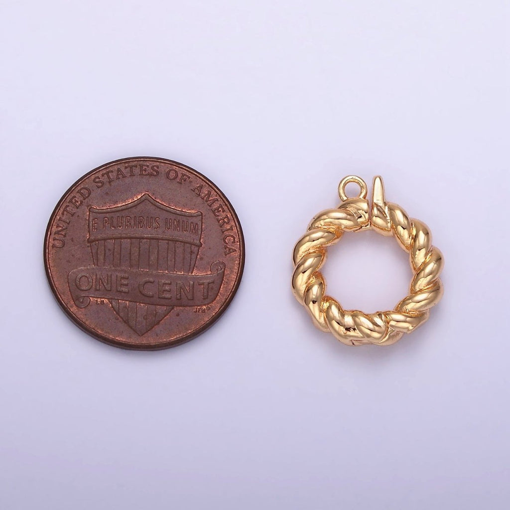 14K Gold plated 15mm Round Croissant Enhancer Clasps Closure Findings | Z796 - DLUXCA