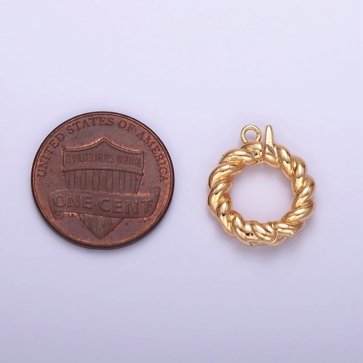 14K Gold plated 15mm Round Croissant Enhancer Clasps Closure Findings | Z796 - DLUXCA