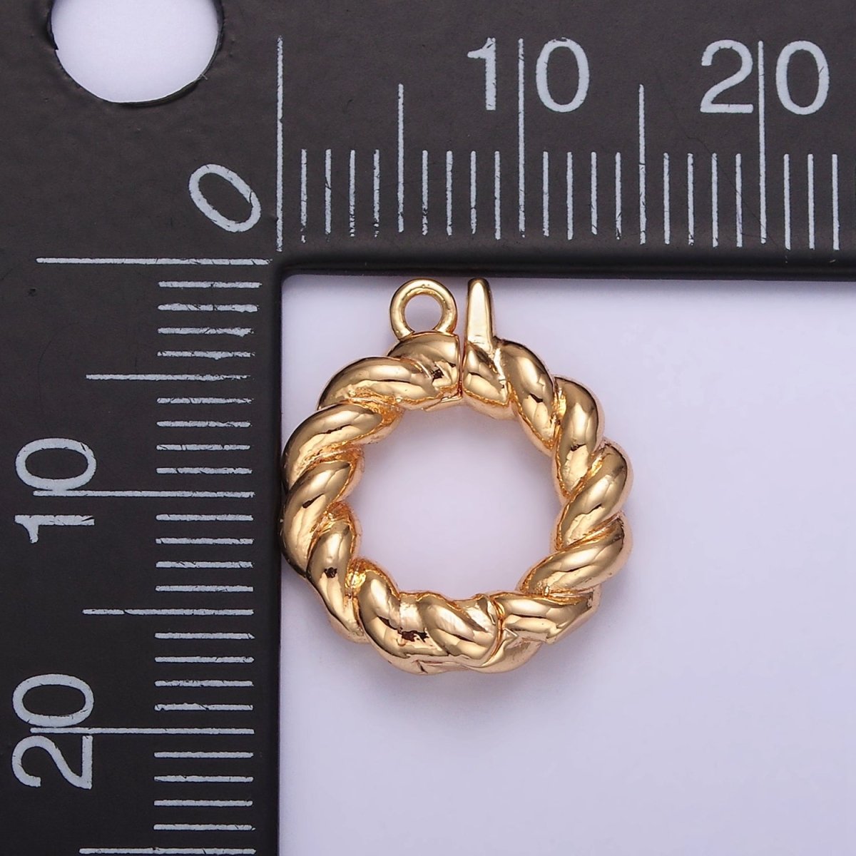 14K Gold plated 15mm Round Croissant Enhancer Clasps Closure Findings | Z796 - DLUXCA