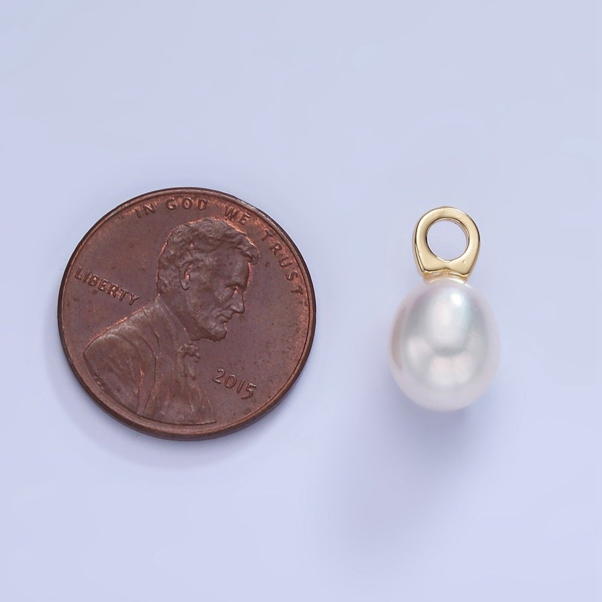 14K Gold plated 15mm Shell Pearl Drop Pendant | P1745 - DLUXCA