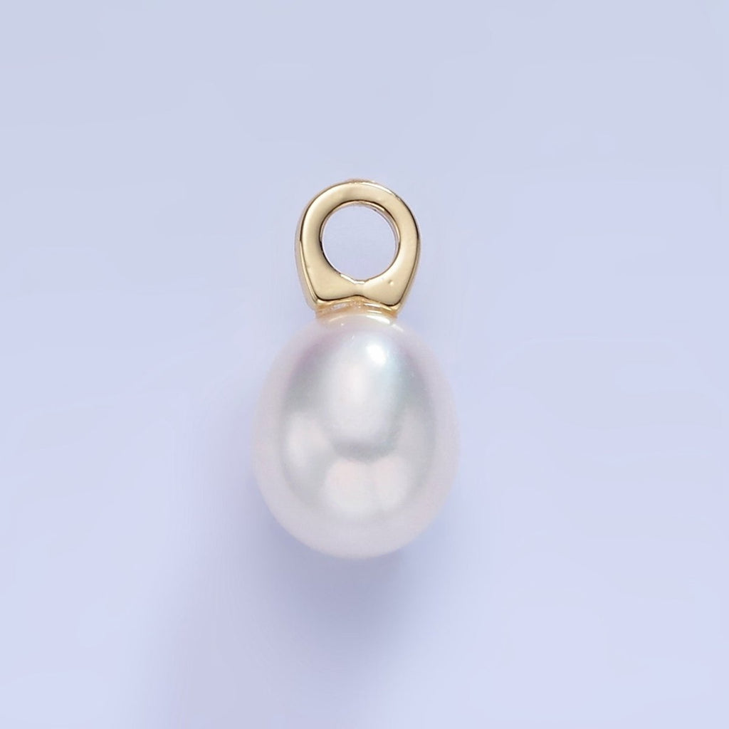 14K Gold plated 15mm Shell Pearl Drop Pendant | P1745 - DLUXCA