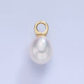 14K Gold plated 15mm Shell Pearl Drop Pendant | P1745 - DLUXCA