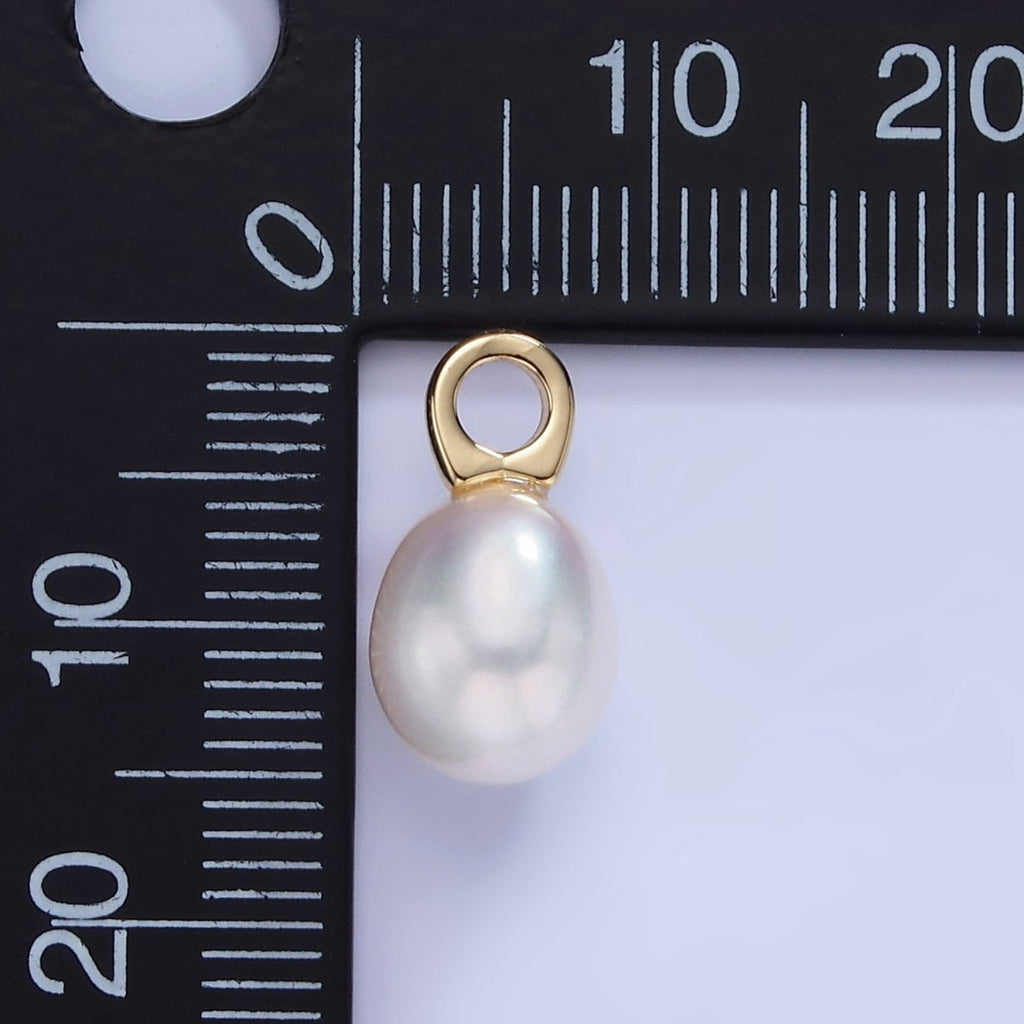 14K Gold plated 15mm Shell Pearl Drop Pendant | P1745 - DLUXCA