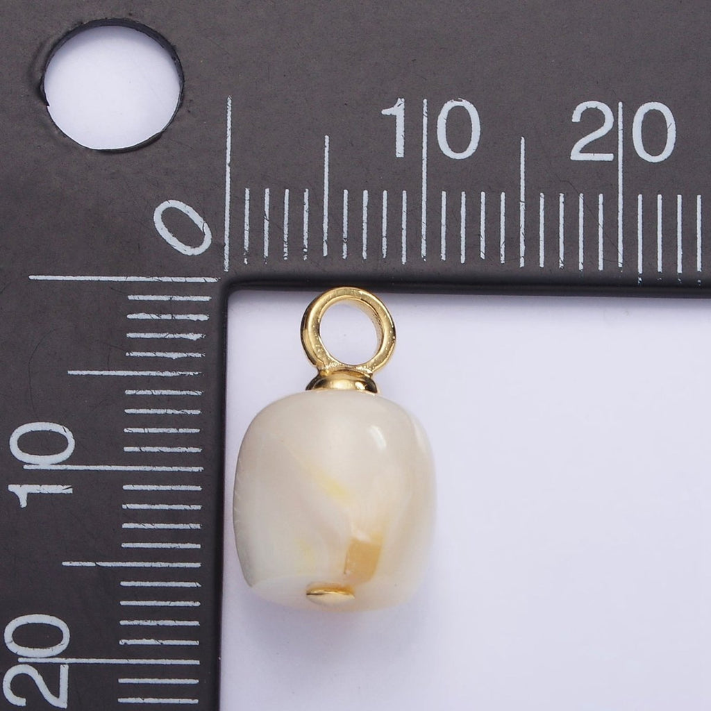 14K Gold plated 15mm Shell Pearl Square Tube Drop Pendant | P1697 - DLUXCA