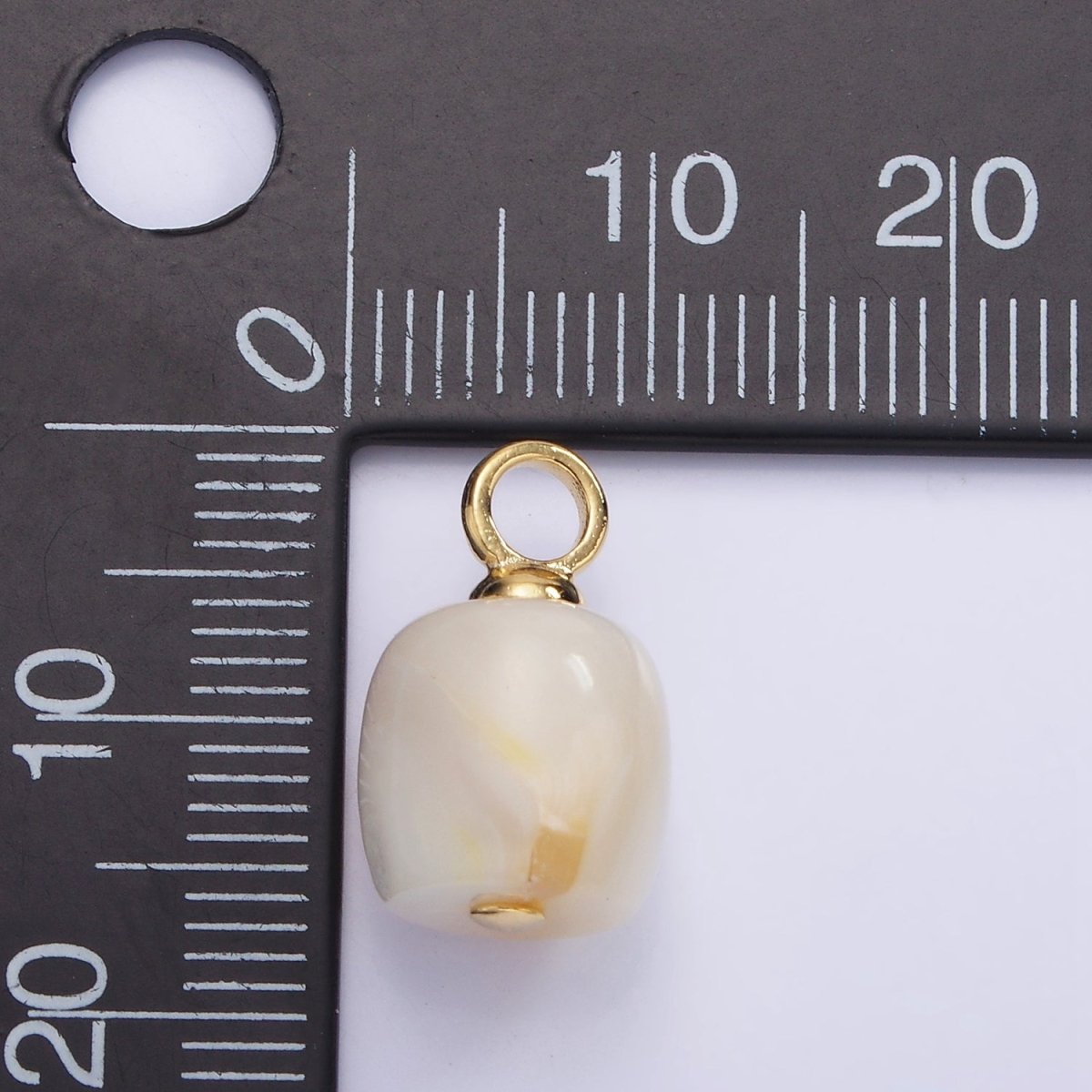 14K Gold plated 15mm Shell Pearl Square Tube Drop Pendant | P1697 - DLUXCA