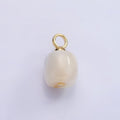 14K Gold plated 15mm Shell Pearl Square Tube Drop Pendant | P1697 - DLUXCA