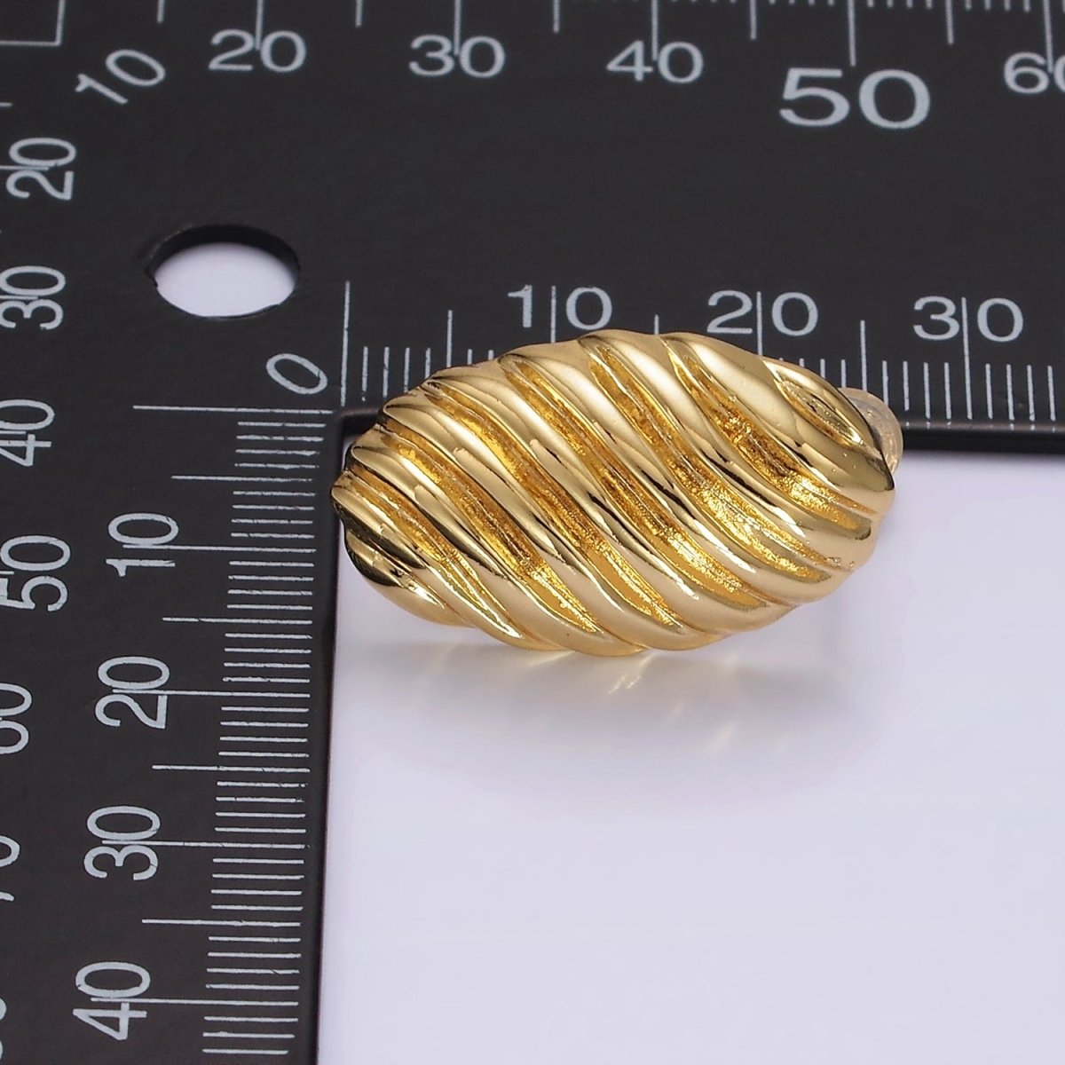 14K Gold plated 15mm Twisted Croissant Oval Dome Stud Earrings | AE359 - DLUXCA