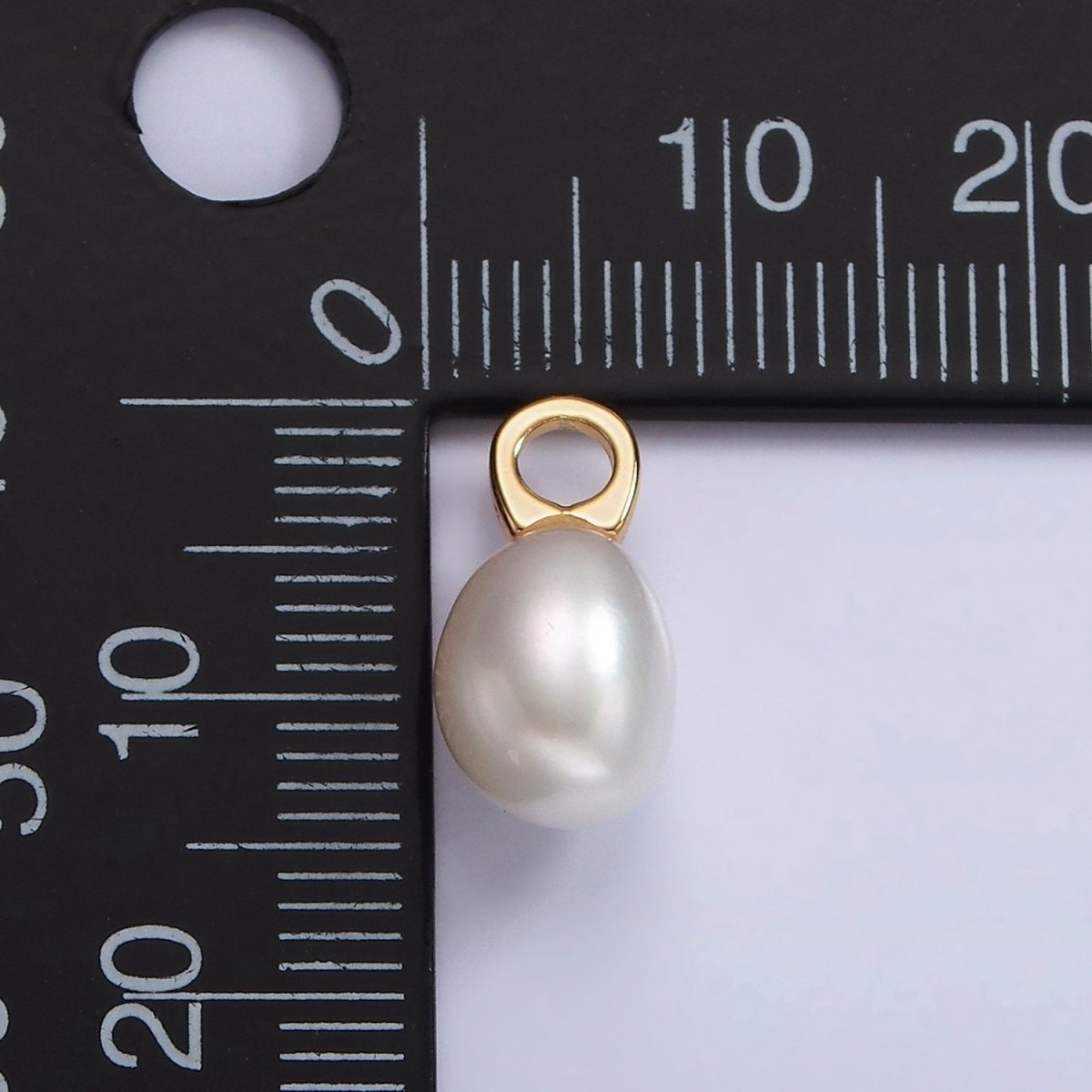 14K Gold plated 15mm White Freshwater Pearl Drop Pendant | P1656 - DLUXCA
