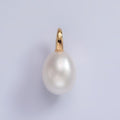 14K Gold plated 15mm White Freshwater Pearl Drop Pendant | P1656 - DLUXCA