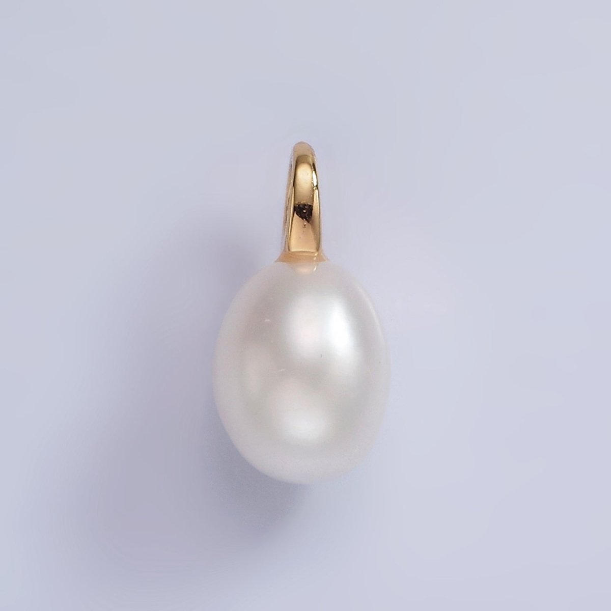 14K Gold plated 15mm White Freshwater Pearl Drop Pendant | P1656 - DLUXCA