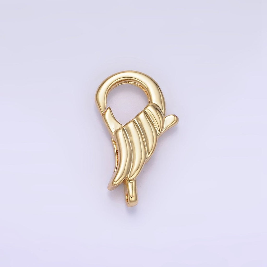 14K Gold plated 15mm Wings Croissant Lobster Clasps Closure Findings | Z764 - DLUXCA