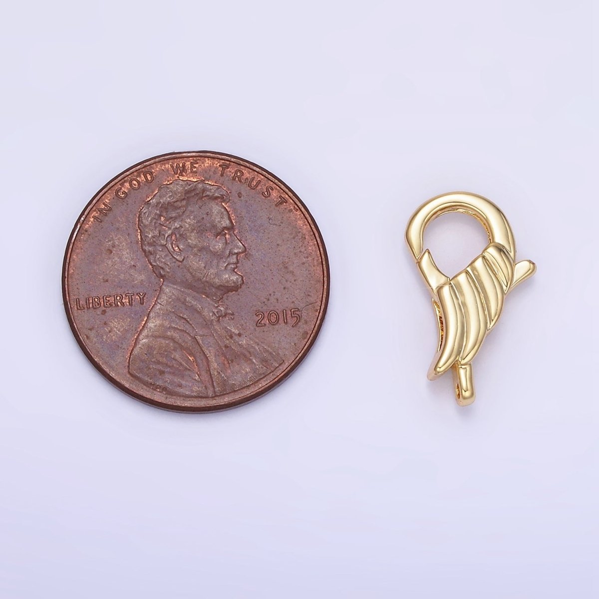 14K Gold plated 15mm Wings Croissant Lobster Clasps Closure Findings | Z764 - DLUXCA