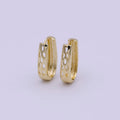 14K Gold plated 16.5mm Open Dome U-Shaped Oblong Huggie | T-269 - DLUXCA