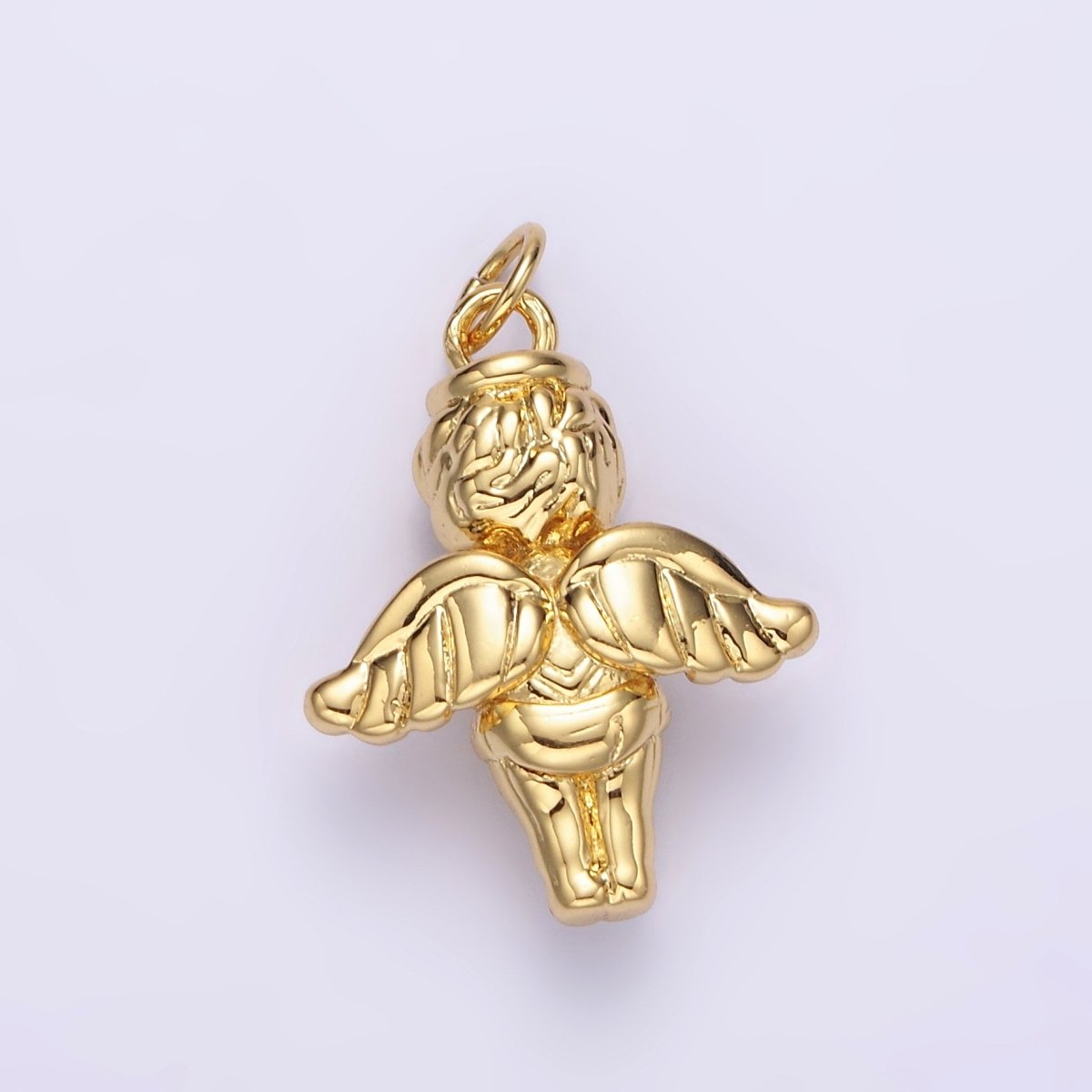 14K Gold plated 16.5mm Standing Cherub Baby Angel Puffed Charm in Silver & Gold | N1511 N1512