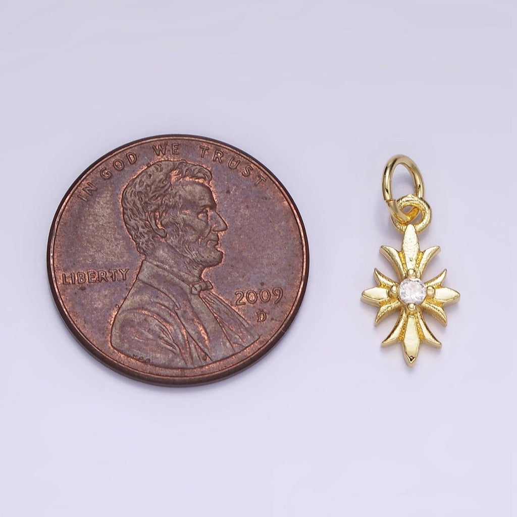 14K Gold plated 16mm Clear CZ Fleury Cross Add-On Charm | AG647 - DLUXCA