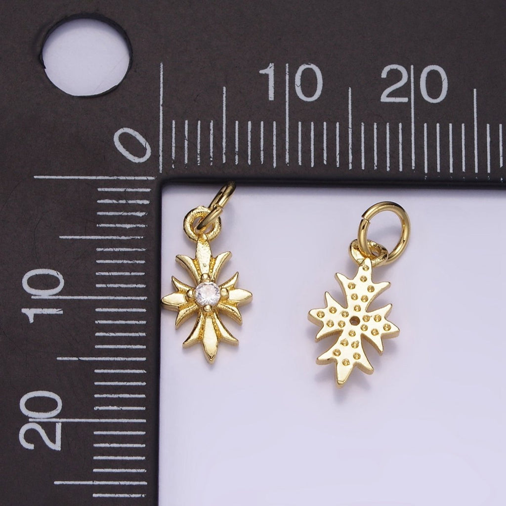 14K Gold plated 16mm Clear CZ Fleury Cross Add-On Charm | AG647 - DLUXCA
