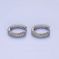 14K Gold plated 16mm Micro Paved CZ Huggie Earrings in Gold & Silver | AE528 AE529 - DLUXCA