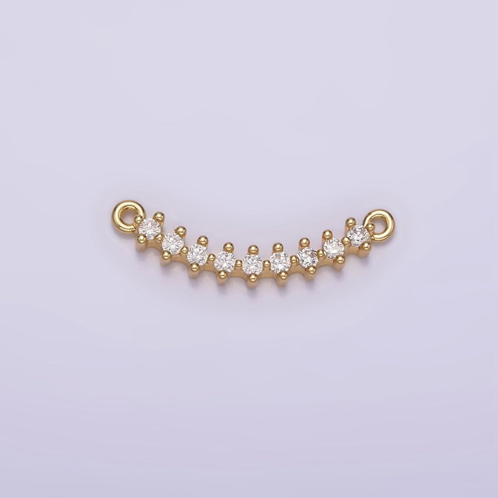 14K Gold plated 17.5mm Clear CZ Curved Connector | G-076 - DLUXCA