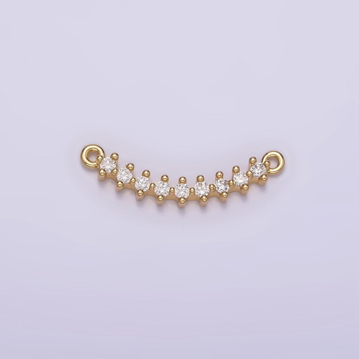 14K Gold plated 17.5mm Clear CZ Curved Connector | G-076 - DLUXCA