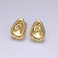 14K Gold plated 17.5mm Dented Teardrop Modern Statement Stud Kylie Earrings | V065 - DLUXCA