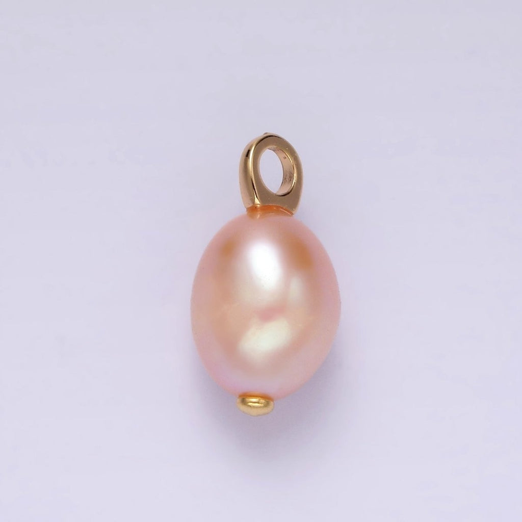 14K Gold plated 17.5mm Pink Peach Freshwater Pearl Drop Pendant | P1649 - DLUXCA