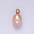 14K Gold plated 17.5mm Pink Peach Freshwater Pearl Drop Pendant | P1649 - DLUXCA