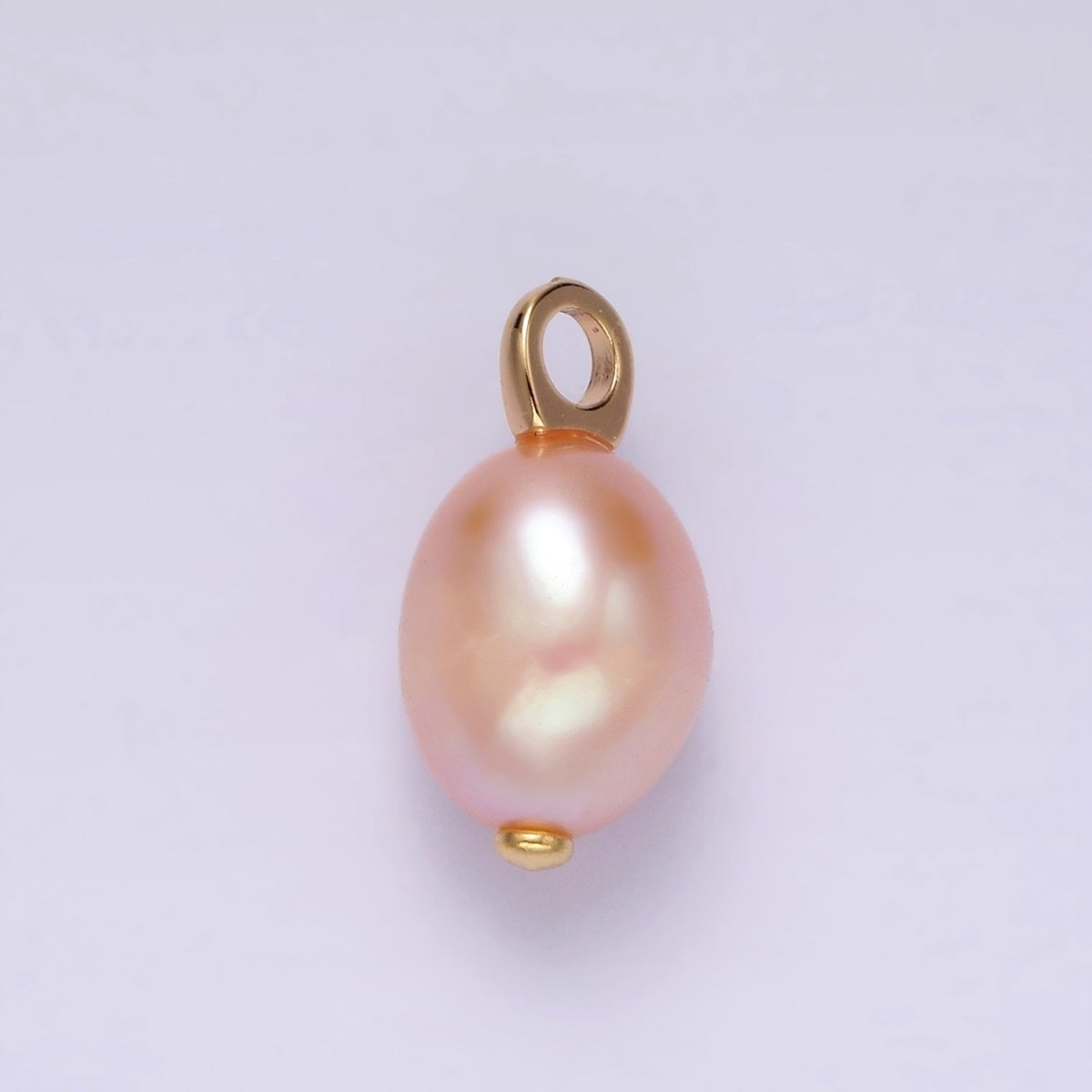14K Gold plated 17.5mm Pink Peach Freshwater Pearl Drop Pendant | P1649 - DLUXCA