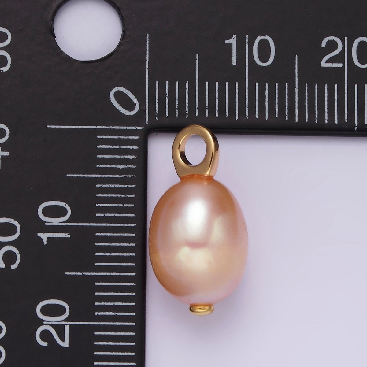 14K Gold plated 17.5mm Pink Peach Freshwater Pearl Drop Pendant | P1649 - DLUXCA