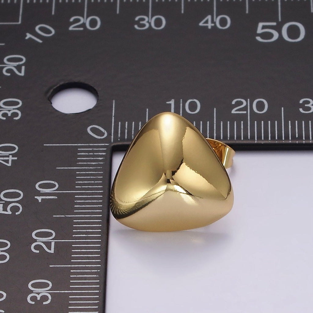 14K Gold plated 17mm Edged Triangle Minimalist Geometric Stud Earrings | V064 - DLUXCA