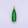 14K Gold plated 17mm Green CZ Teardrop Charm | C520 - DLUXCA