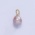 14K Gold plated 17mm Purple Ringed Freshwater Pearl Oval Drop Pendant | P1737 - DLUXCA