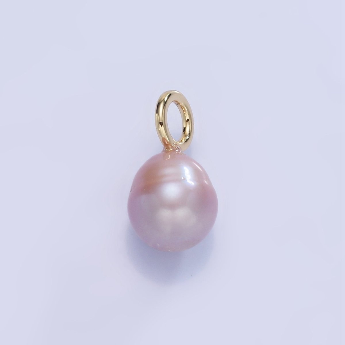 14K Gold plated 17mm Purple Ringed Freshwater Pearl Oval Drop Pendant | P1737 - DLUXCA