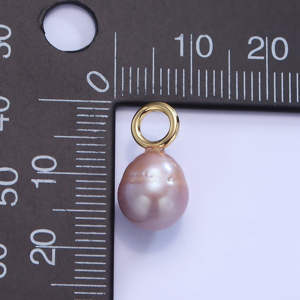 14K Gold plated 17mm Purple Ringed Freshwater Pearl Oval Drop Pendant | P1737 - DLUXCA