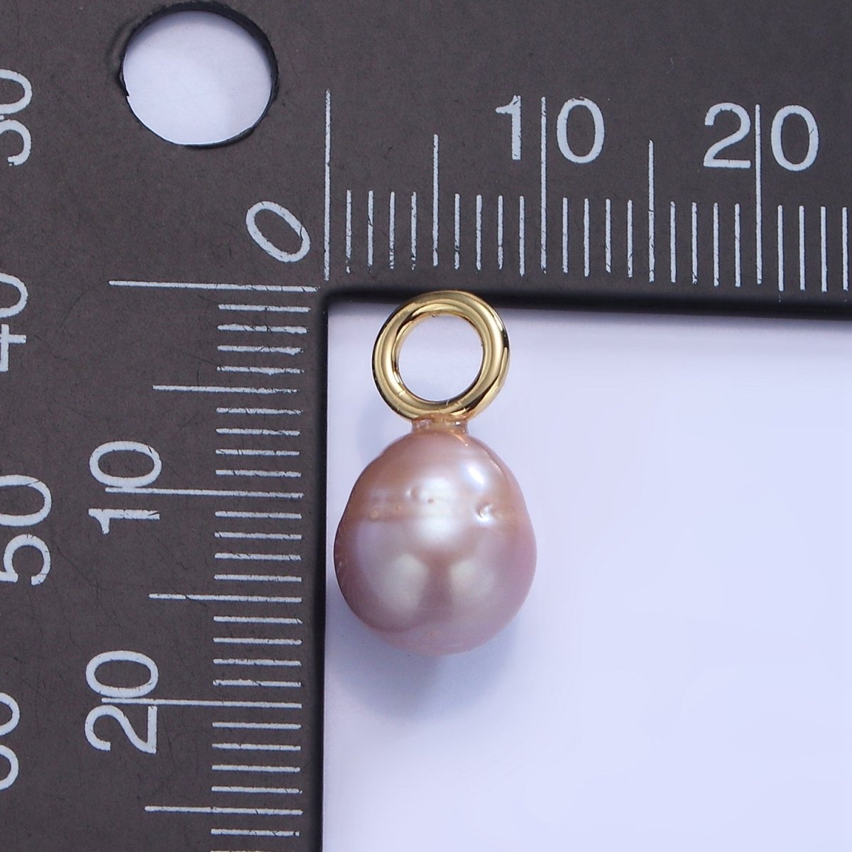 14K Gold plated 17mm Purple Ringed Freshwater Pearl Oval Drop Pendant | P1737 - DLUXCA