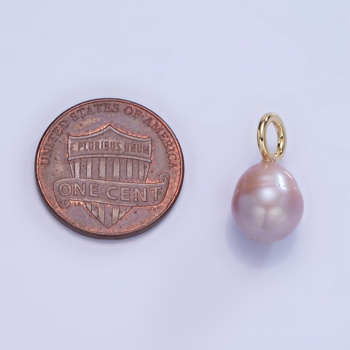 14K Gold plated 17mm Purple Ringed Freshwater Pearl Oval Drop Pendant | P1737 - DLUXCA