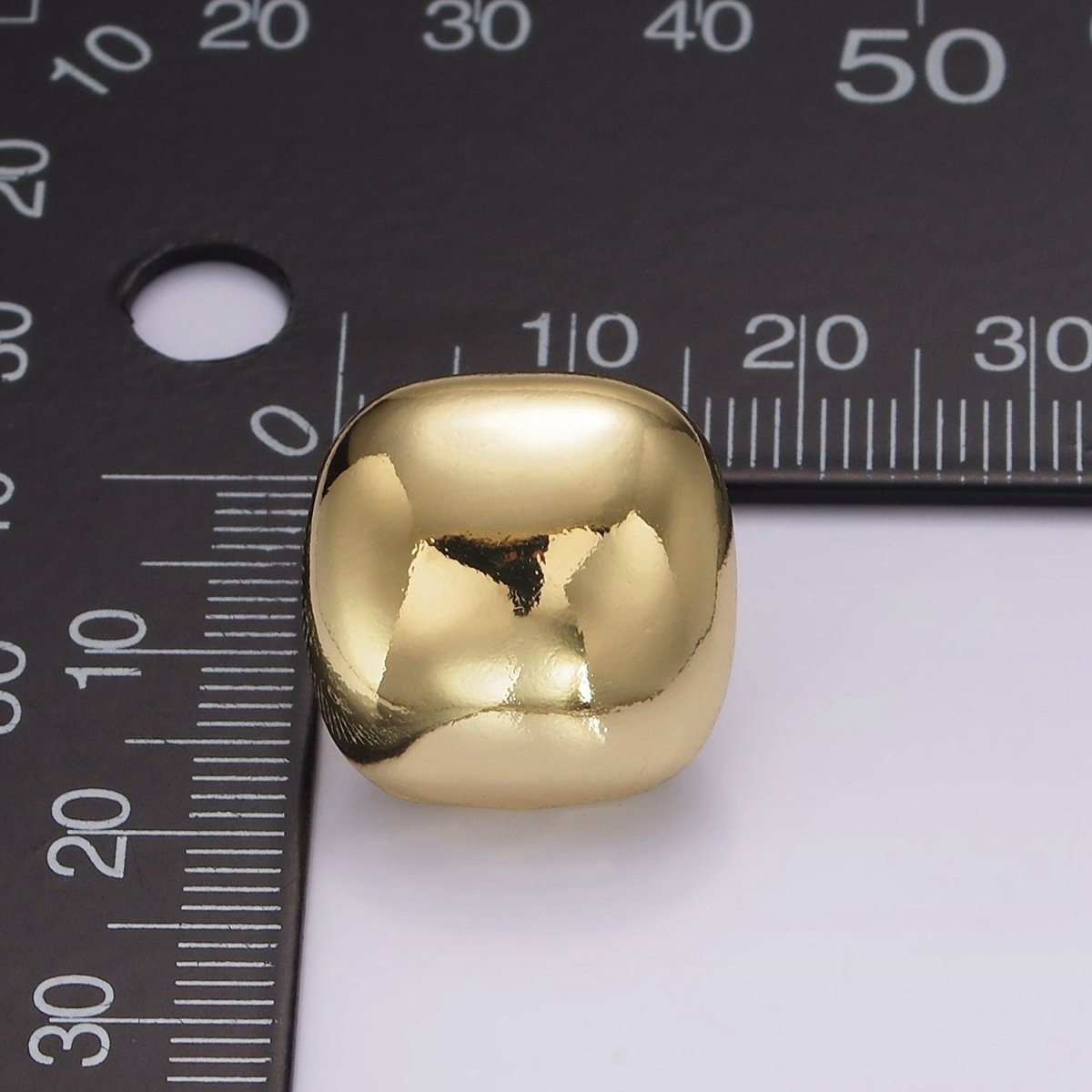 14K Gold plated 17mm Square Dome Minimalist Stud Earrings | V-299 - DLUXCA