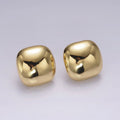 14K Gold plated 17mm Square Dome Minimalist Stud Earrings | V-299 - DLUXCA