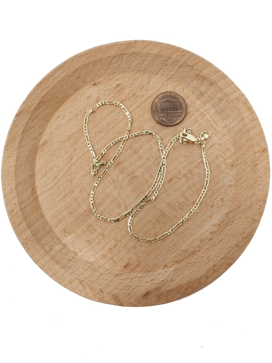 14K Gold plated 1.8mm Figaro Chain 23.5 inch Finished Necklace For Wholesale Necklace Dainty Jewelry Making Supplies | WA-485 Clearance Pricing - DLUXCA