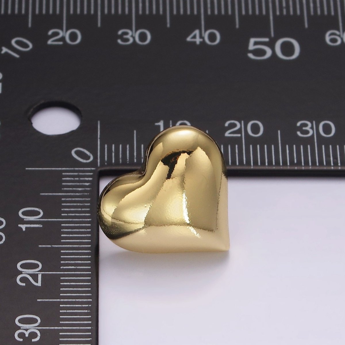 14K Gold plated 18mm Heart Dome Minimalist Stud Earrings | V297 - DLUXCA