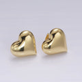 14K Gold plated 18mm Heart Dome Minimalist Stud Earrings | V297 - DLUXCA
