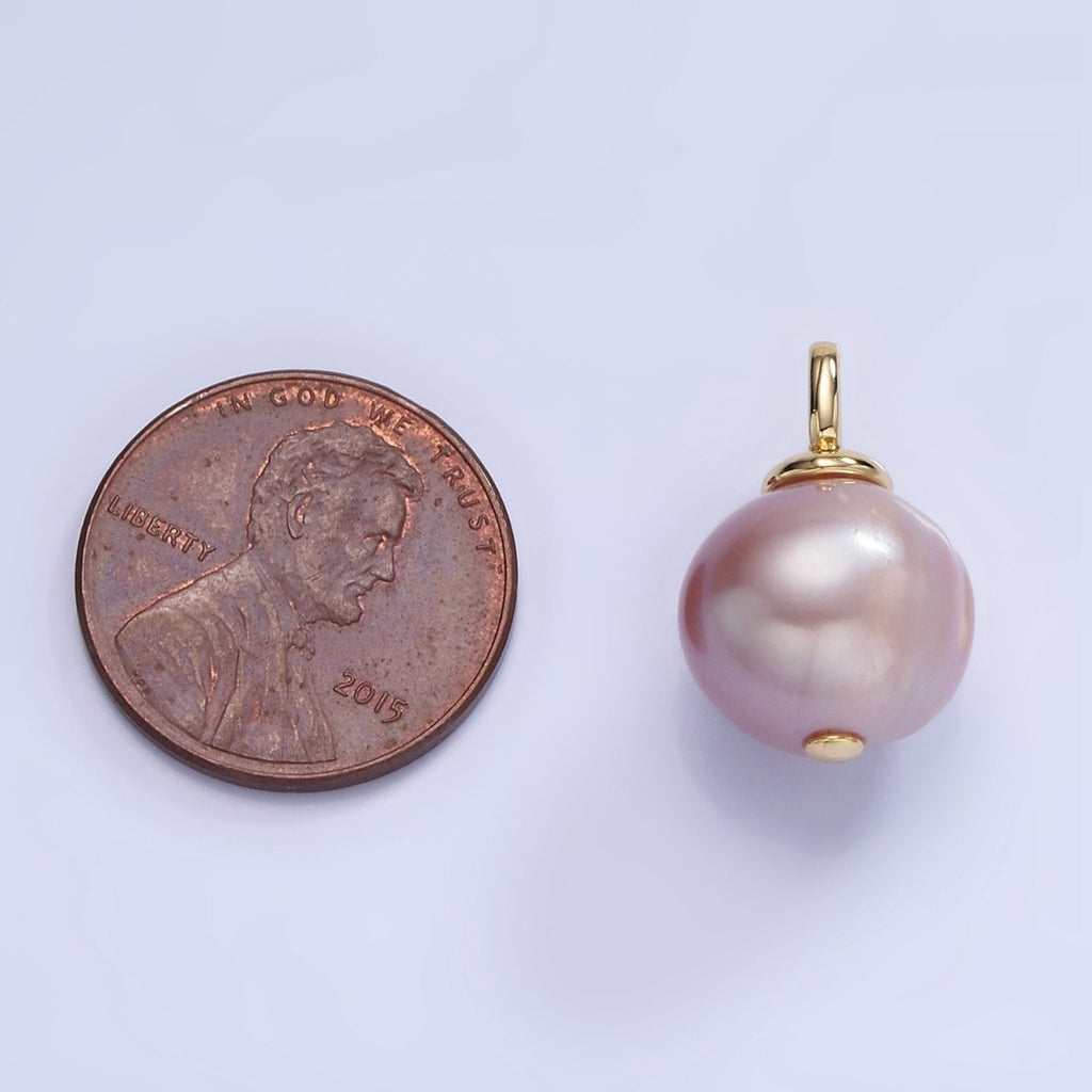 14K Gold plated 18mm Purple Freshwater Pearl Square Bail Drop Pendant | P1720 - DLUXCA