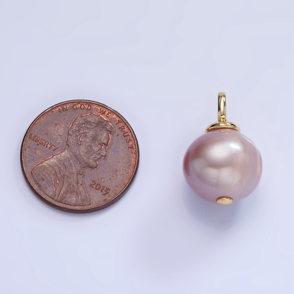 14K Gold plated 18mm Purple Freshwater Pearl Square Bail Drop Pendant | P1720 - DLUXCA