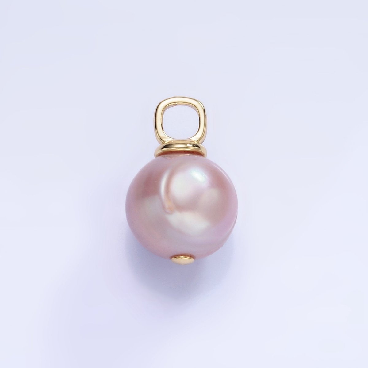 14K Gold plated 18mm Purple Freshwater Pearl Square Bail Drop Pendant | P1720 - DLUXCA