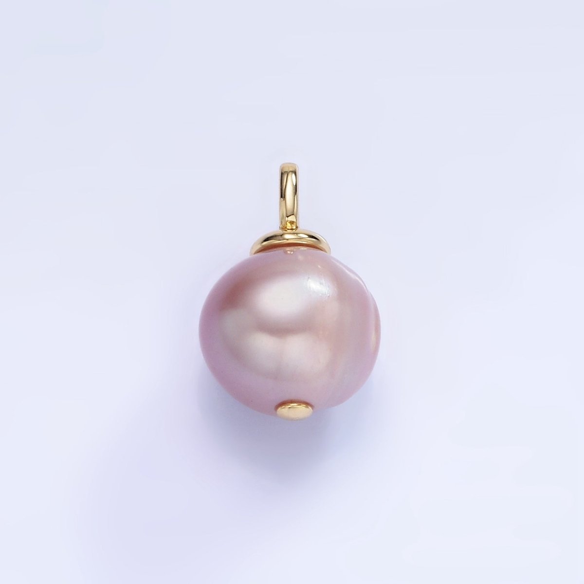 14K Gold plated 18mm Purple Freshwater Pearl Square Bail Drop Pendant | P1720 - DLUXCA