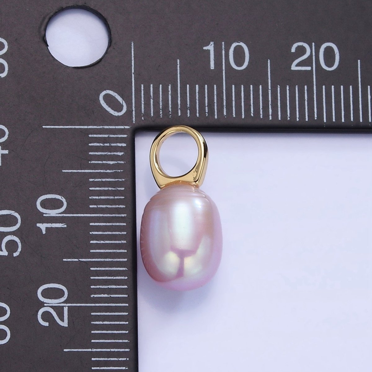 14K Gold plated 18mm Purple Ringed Oval Freshwater Pearl Drop Pendant | P1736 - DLUXCA