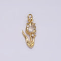 14K Gold plated 19.5mm Clear Teardrop CZ Rose Tulip Flower Charm | N1493 - DLUXCA