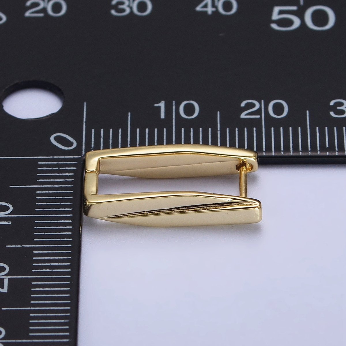 14K Gold plated 19.5mm Rectangle Thin Lined Geometric Hoop Earrings | AB415 - DLUXCA