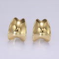 14K Gold plated 19mm Curved Wide Band Geometric C-Shaped Hoop Earrings | AE949 - DLUXCA
